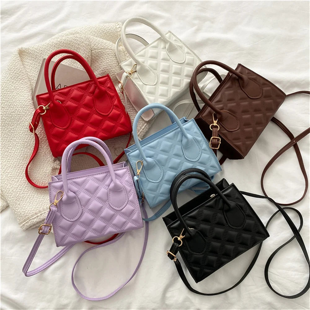 Fashion Shoulder Crossbody Bag for Women Solid Colour Pu Leather Simple Female Daily Bag Casual Handbag Purse Clutches