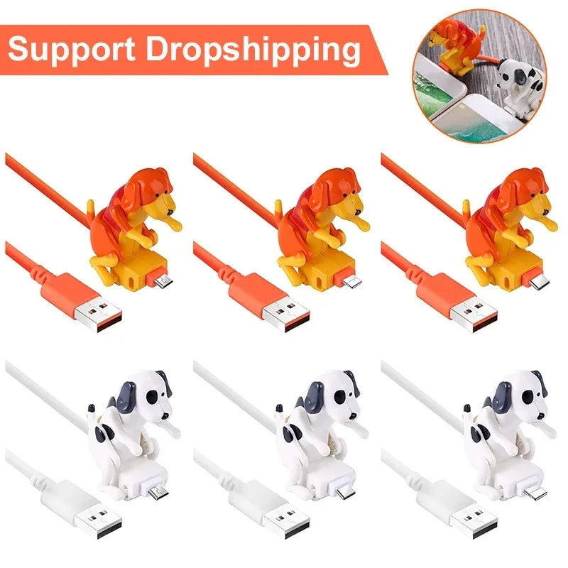 Funny Humping Dog Fast Charger Charging Data Cable for Apple Android Phone Portable Smartphone Charger Line Decompression Toys