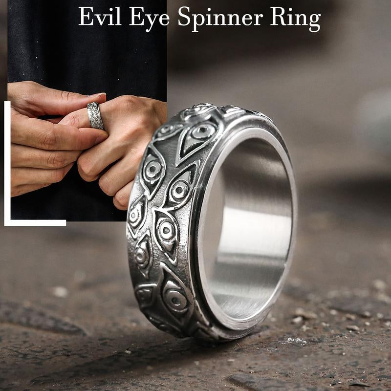 GTHIC Eye of Providence All Seeing Eye Spinner Ring for Men Women Gifts Men'S Rotatable Stainless Steel Ring