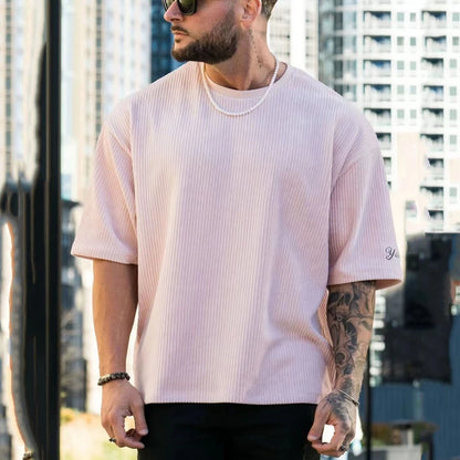 Short Sleeve Man Streetwear T-Shirts Fashion Casual Loose Pullovers Simplicity Handsome round Neck Spring Summer Men'S Clothing