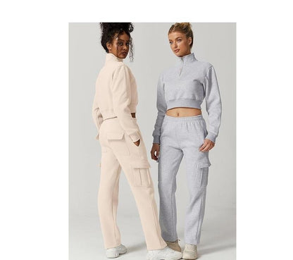 【Two Options, Not a Set】Qinsen Women Half Zip Sports Top and Pants【Two Options, Not a Set, Needs to Be Ordered Separately】